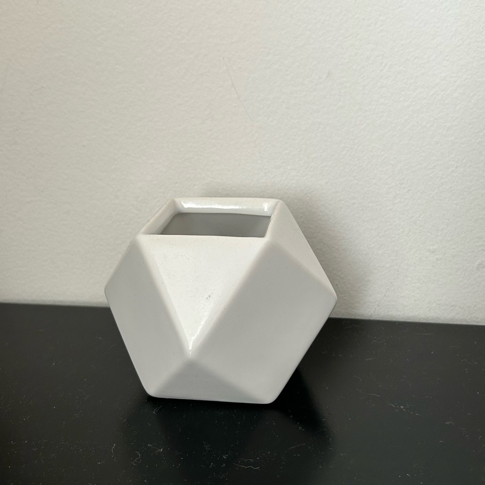 Fringe Studio White Glaze Prism Vase